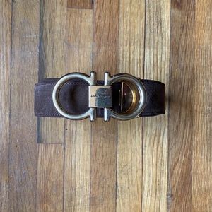 Salvatore Ferragamo brown suede belt. Never worn.